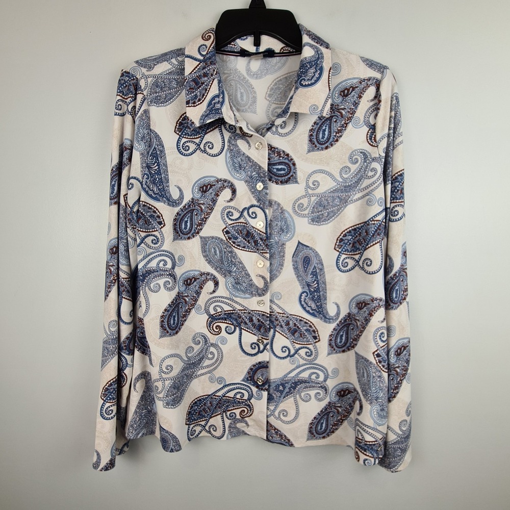 Tommy Hilfiger Paisley Long Sleeve Button Up Shirt Art To Wear‎ Large Top Collar
